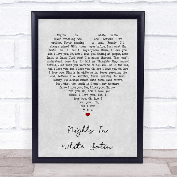 Moody Blues Nights In White Satin Grey Heart Song Lyric Quote Print