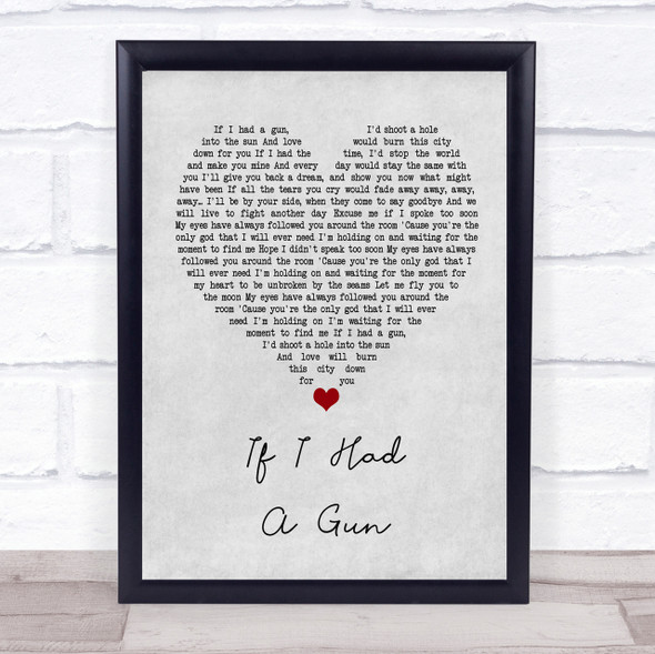 Noel Gallagher If I Had A Gun?à Grey Heart Song Lyric Quote Print