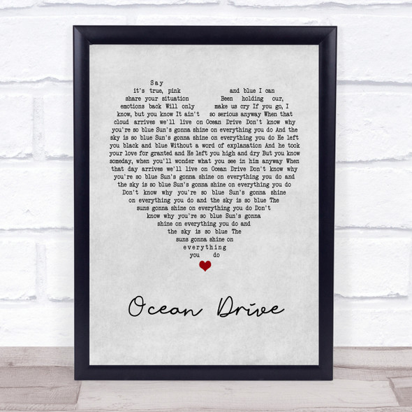 Lighthouse Family Ocean Drive Grey Heart Song Lyric Quote Print