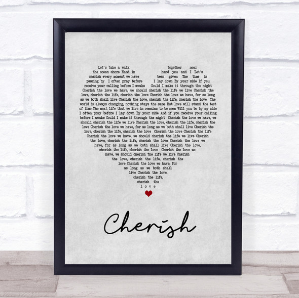 Kool & The Gang Cherish Grey Heart Song Lyric Quote Print