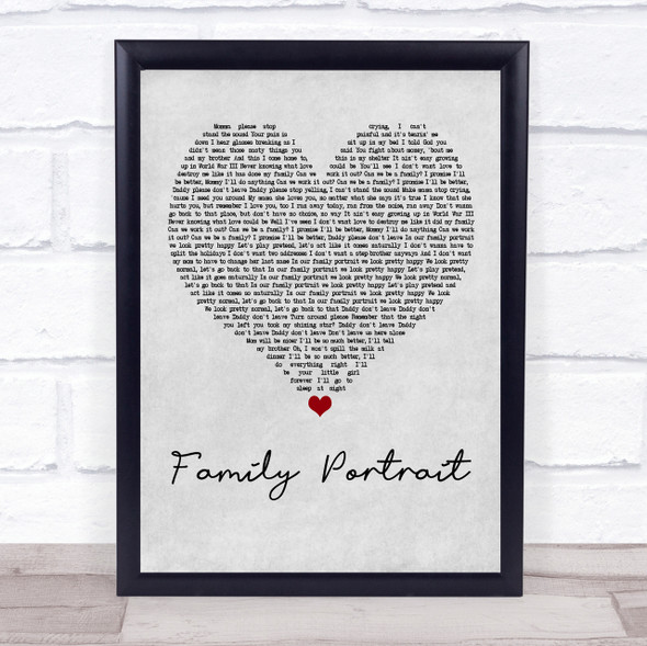 Pink Family Portrait Grey Heart Song Lyric Quote Print