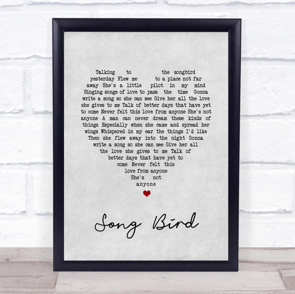 Oasis Song Bird Grey Heart Song Lyric Quote Print