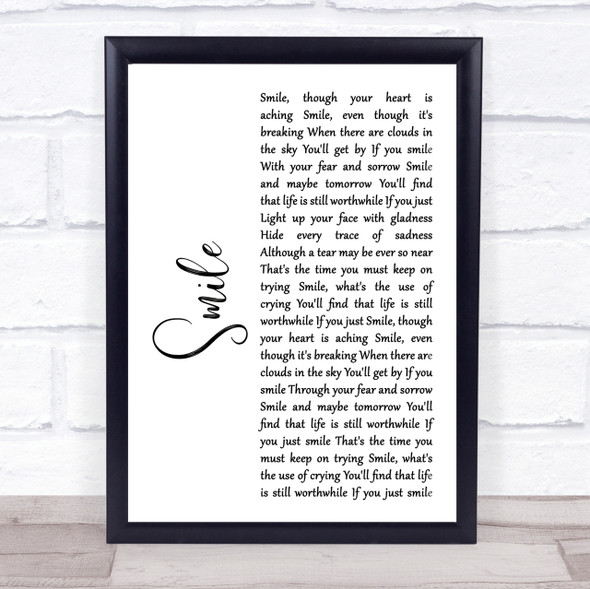 Michael Jackson Smile White Script Song Lyric Quote Print