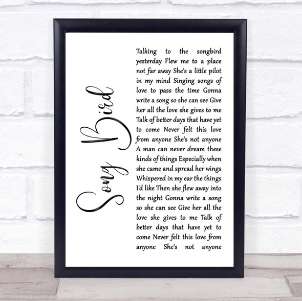 Oasis Song Bird White Script Song Lyric Quote Print