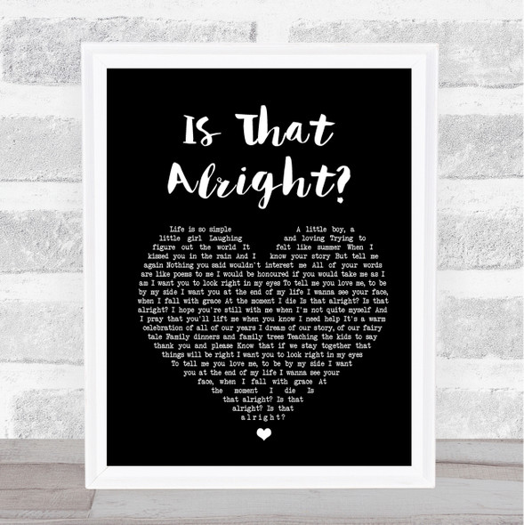 Lady Gaga A Star Is Born Soundtrack Is That Alright Black Heart Song Lyric Print