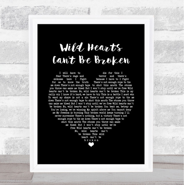 Pink Wild Black Hearts Can't Be Broken Black Heart Song Lyric Quote Print