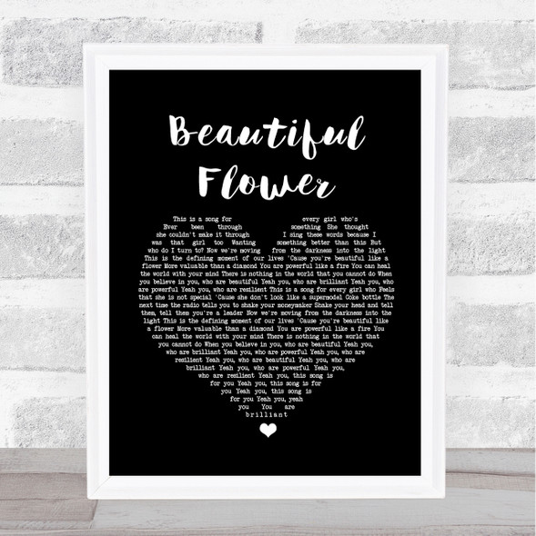 India Arie Beautiful Flower Black Heart Song Lyric Quote Print