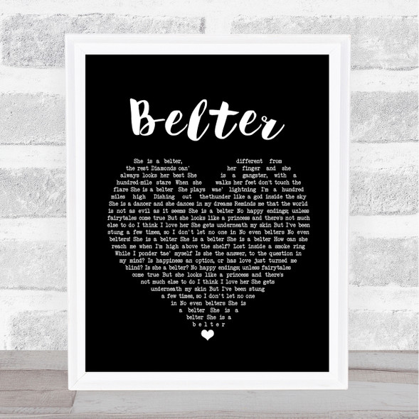 Gerry Cinnamon Belter Black Heart Song Lyric Quote Print