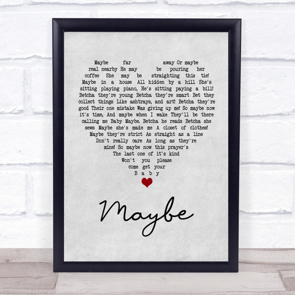 Annie Maybe Grey Heart Song Lyric Quote Print