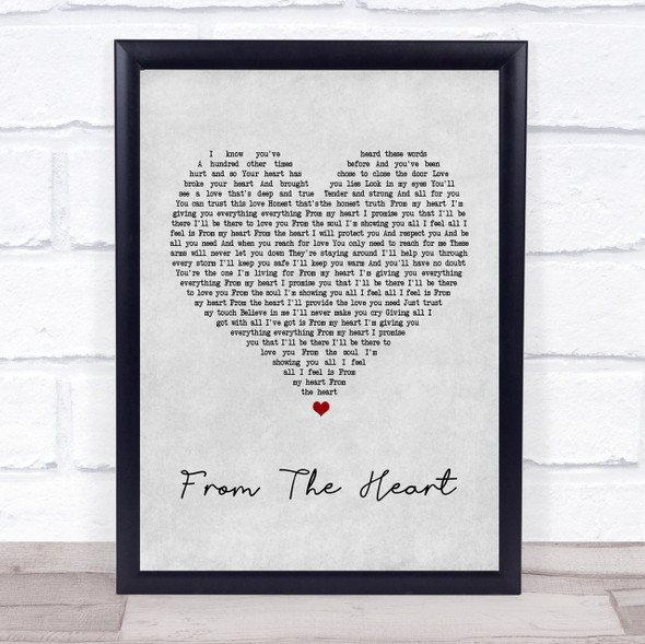 Another Level From The Heart Grey Heart Song Lyric Quote Print