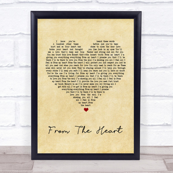 Another Level From The Heart Vintage Heart Song Lyric Quote Print