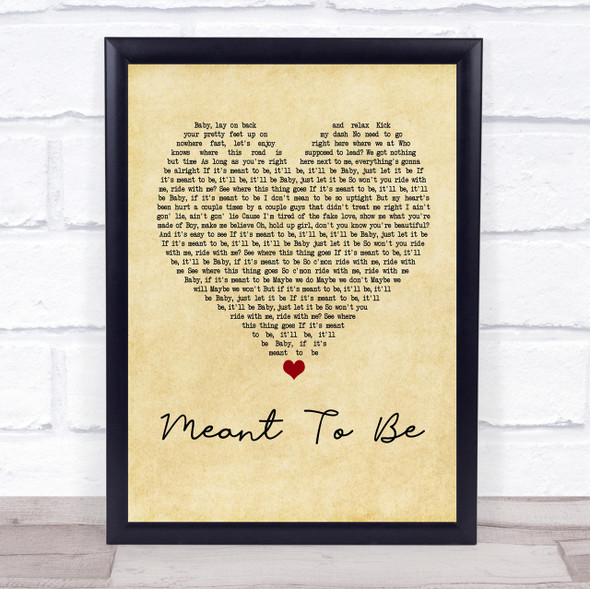 Bebe Rexha Meant To Be Vintage Heart Song Lyric Quote Print
