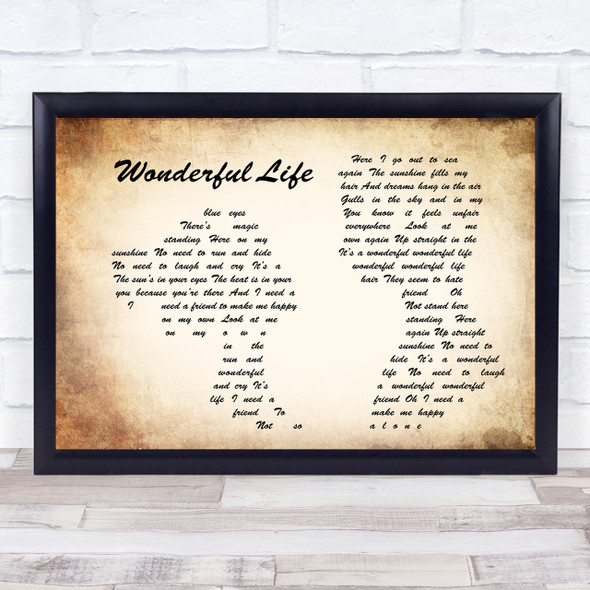 Black Wonderful Life Man Lady Couple Song Lyric Quote Print
