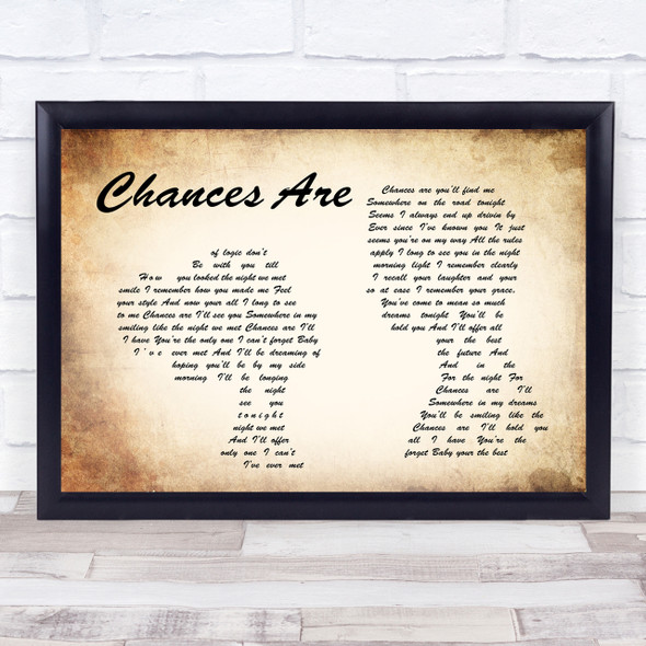 Bob Seger Chances Are Man Lady Couple Song Lyric Quote Print