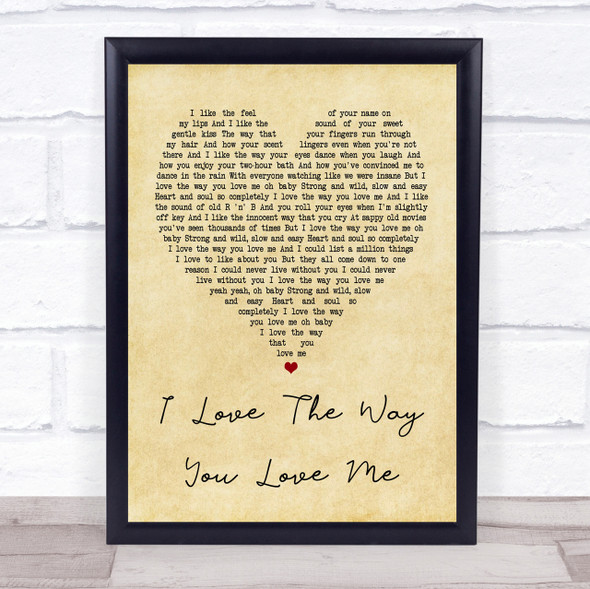 Boyzone I Love The Way You Love Me Vintage Heart Song Lyric Quote Print