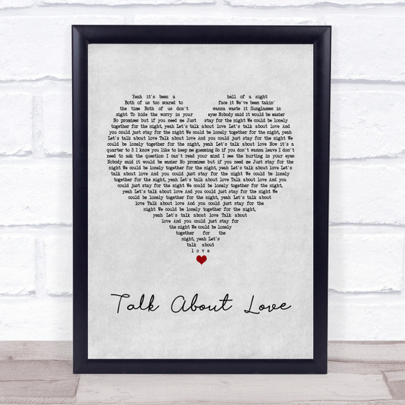 Boyzone Talk About Love Grey Heart Song Lyric Quote Print