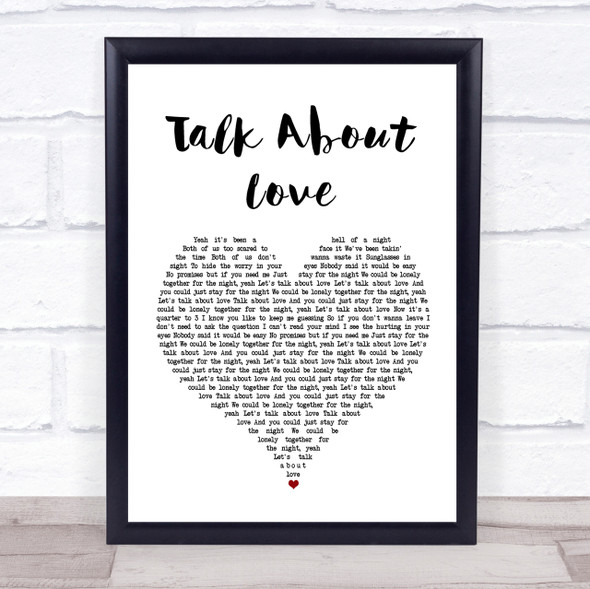 Boyzone Talk About Love White Heart Song Lyric Quote Print