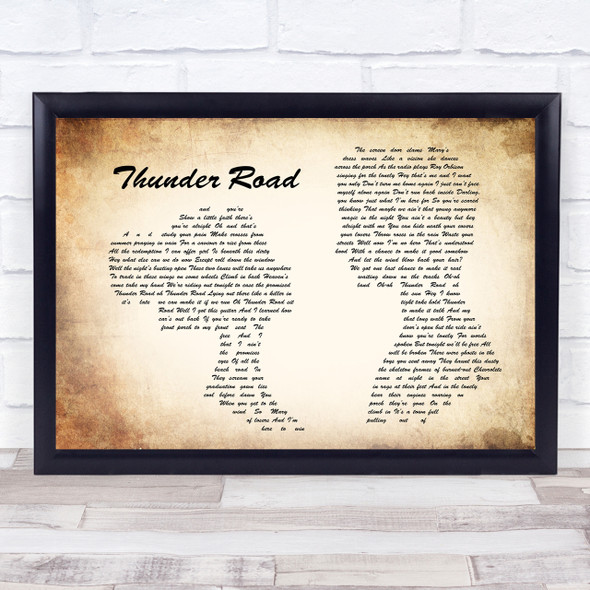 Bruce Springsteen Thunder Road Man Lady Couple Song Lyric Quote Print