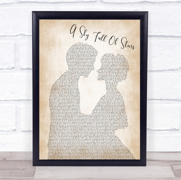 Coldplay A Sky Full Of Stars Man Lady Bride Groom Wedding Song Lyric Quote Print