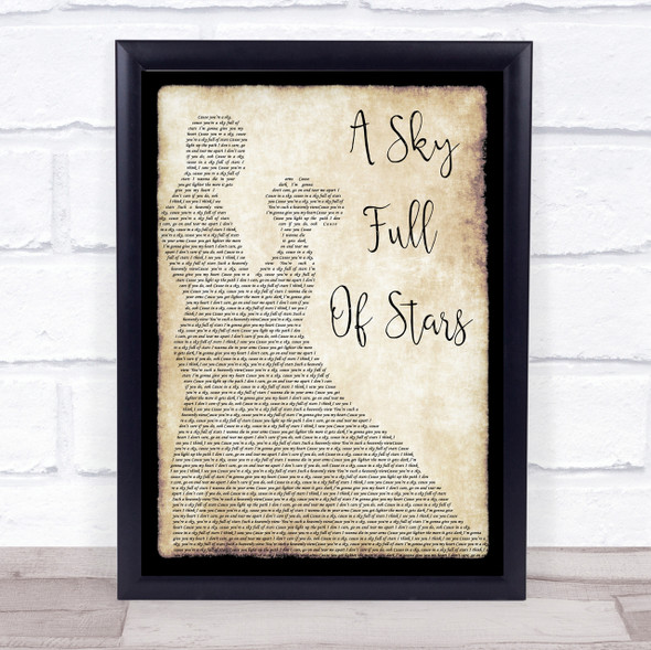 Coldplay A Sky Full Of Stars Man Lady Dancing Song Lyric Quote Print