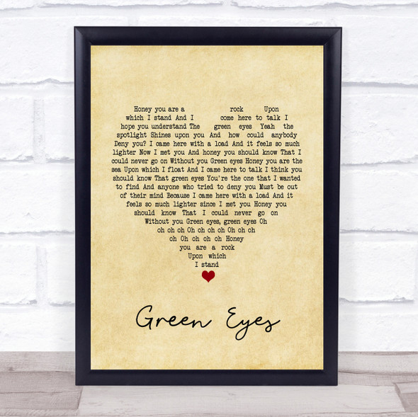 Coldplay Green Eyes Vintage Heart Song Lyric Quote Print