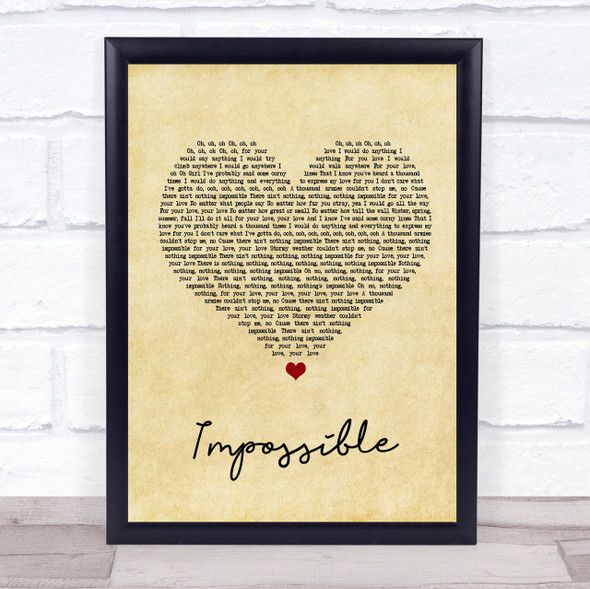 Daniel Merriweather Impossible Vintage Heart Song Lyric Quote Print