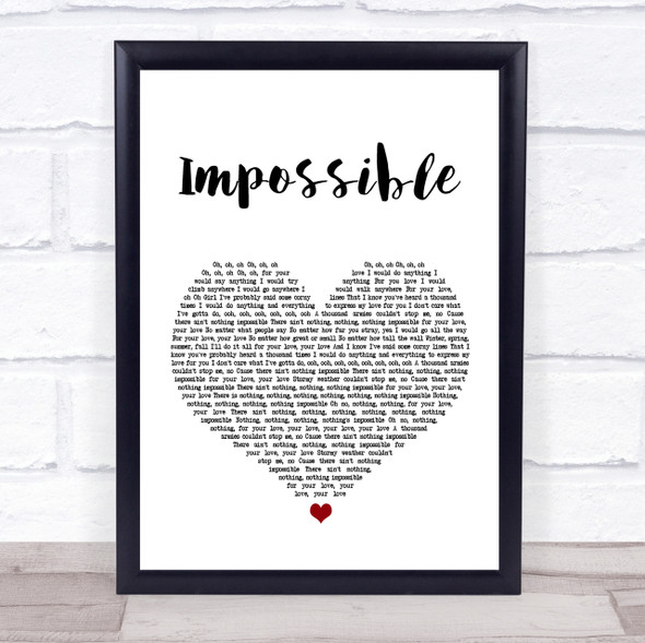 Daniel Merriweather Impossible White Heart Song Lyric Quote Print