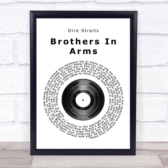 Dire Straits Brothers In Arms Vinyl Record Song Lyric Quote Print