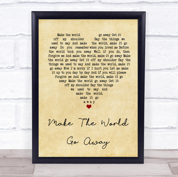 Duffy Make The World Go Away Vintage Heart Song Lyric Quote Print