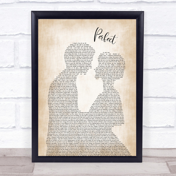 Ed Sheeran & Beyonce Perfect Man Lady Bride Groom Wedding Song Lyric Quote Print