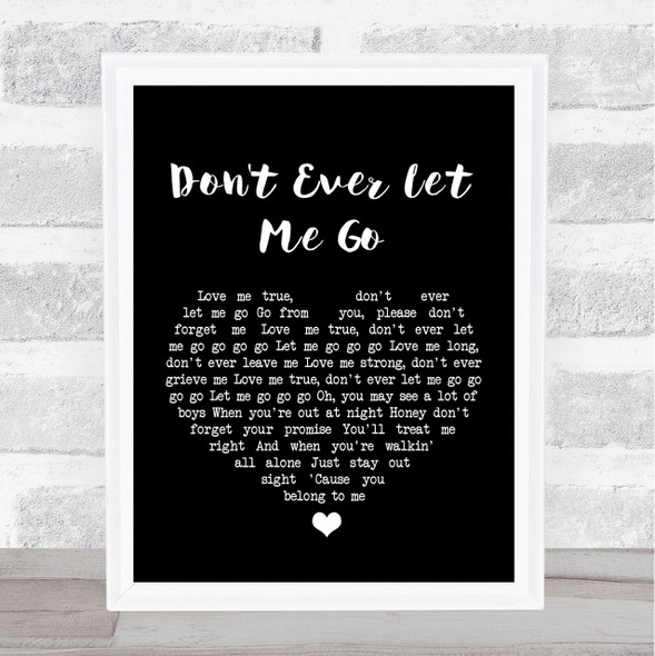 Eddie Cochran Don't Ever Let Me Go Black Heart Song Lyric Quote Print