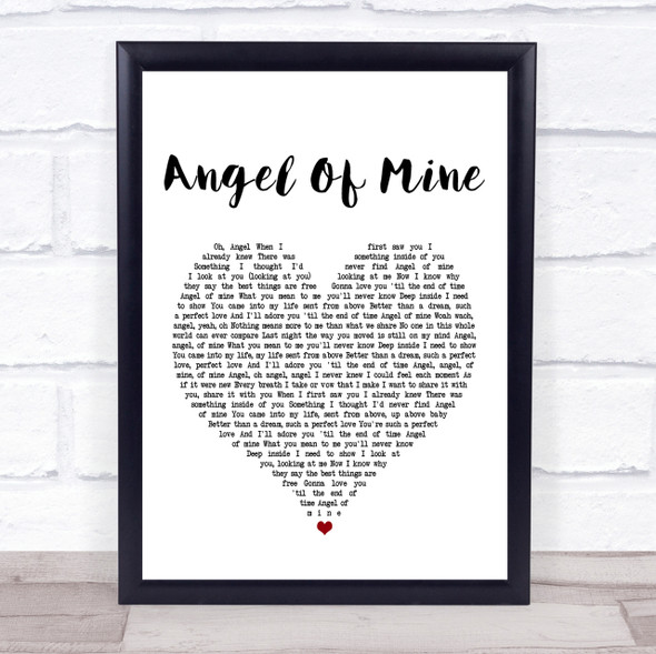 Eternal Angel Of Mine White Heart Song Lyric Quote Print