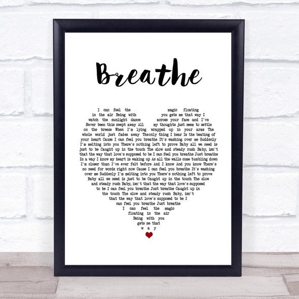 Faith Hill Breathe White Heart Song Lyric Quote Print