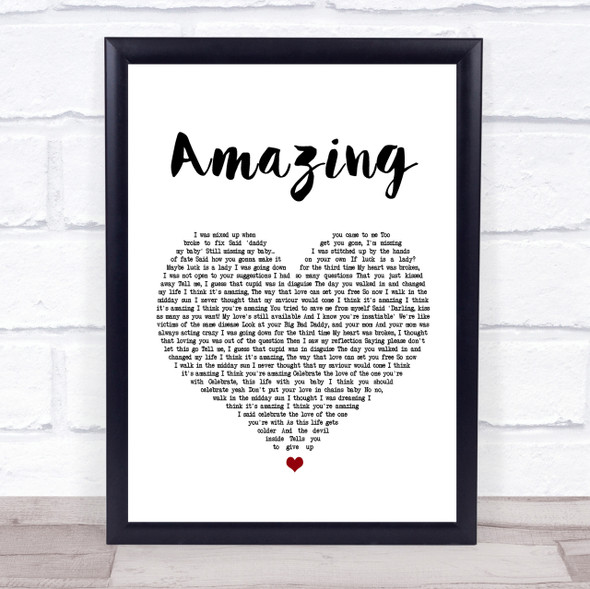 George Michael Amazing White Heart Song Lyric Quote Print