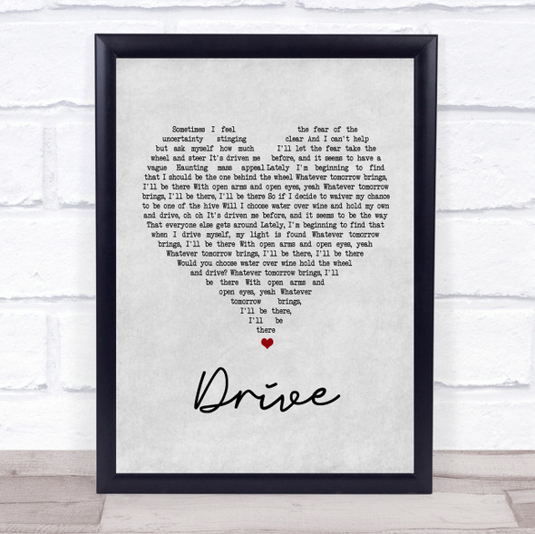 Incubus Drive Grey Heart Song Lyric Quote Print