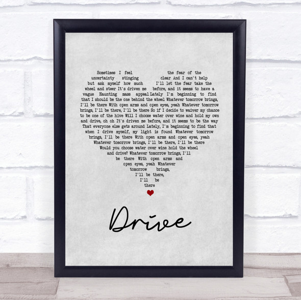 Incubus Drive Grey Heart Song Lyric Quote Print