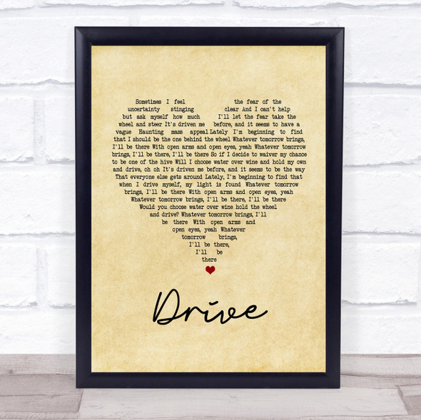Incubus Drive Vintage Heart Song Lyric Quote Print