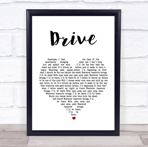 Incubus Drive White Heart Song Lyric Quote Print