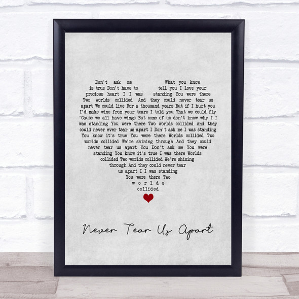 INXS Never Tear Us Apart Grey Heart Song Lyric Quote Print