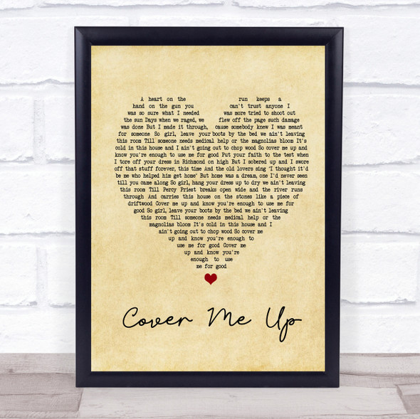 Jason Isbell Cover Me Up Vintage Heart Song Lyric Quote Print