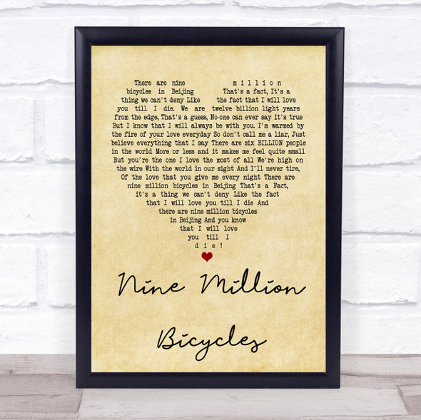 Katie Melua Nine Million Bicycles Vintage Heart Song Lyric Quote Print
