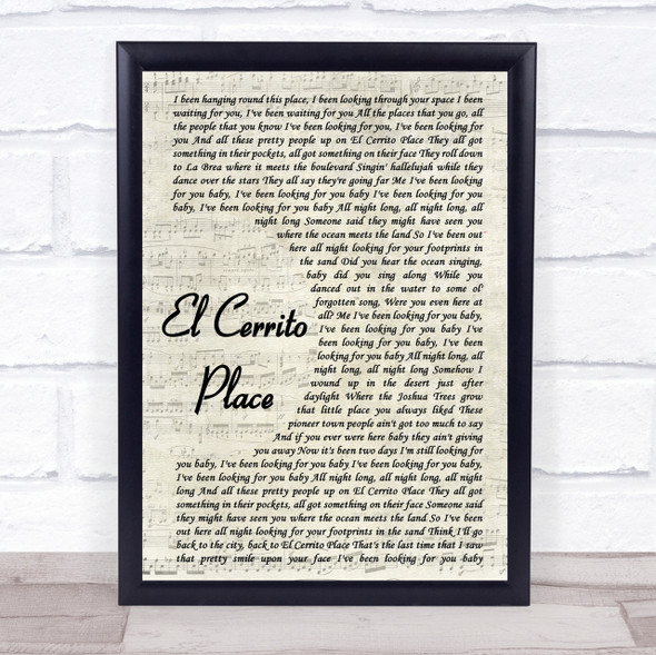 Kenny Chesney El Cerrito Place Vintage Script Song Lyric Quote Print