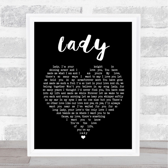 Kenny Rogers Lady Black Heart Song Lyric Quote Print