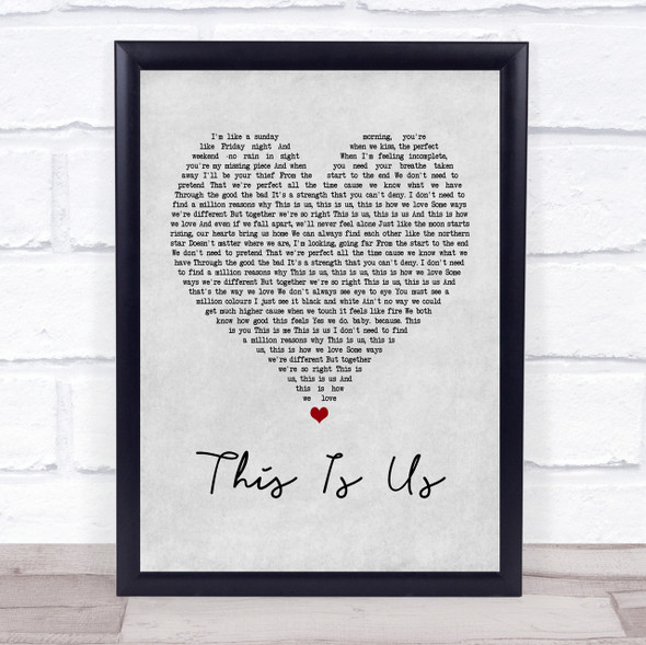 Keyshia Cole This Is Us Grey Heart Song Lyric Quote Print
