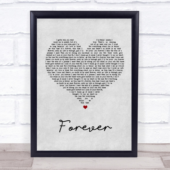 Kiss Forever Grey Heart Song Lyric Quote Print