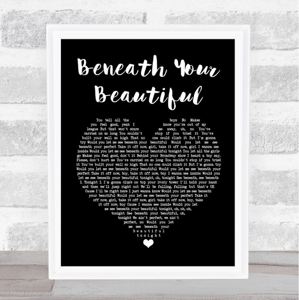 Labrinth Beneath Your Beautiful Black Heart Song Lyric Quote Print