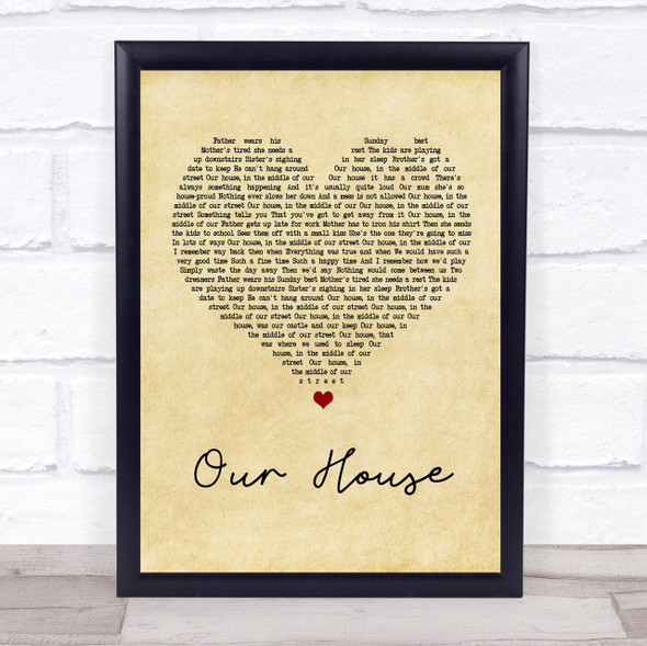 Madness Our House Vintage Heart Song Lyric Quote Print