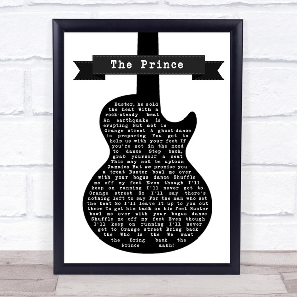 Madness The Prince Black & White Guitar Song Lyric Quote Print