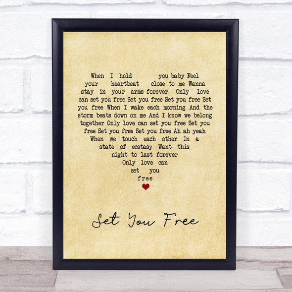 N-Trance Set You Free Vintage Heart Song Lyric Quote Print