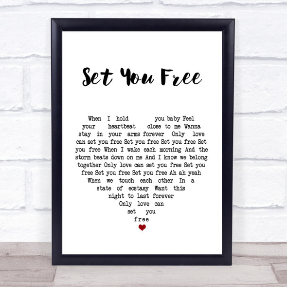 N-Trance Set You Free White Heart Song Lyric Quote Print